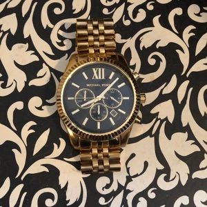 Oversized Gold Michael Kors Watch With Black Face